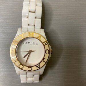 Marc by Marc Jacobs white and gold tone ceramic ladies' watch